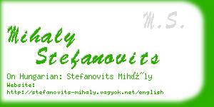 mihaly stefanovits business card